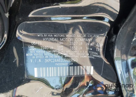 2020 Hyundai Accent Se z USA, uszkodzony, nr VIN 3KPC24A62LE099823